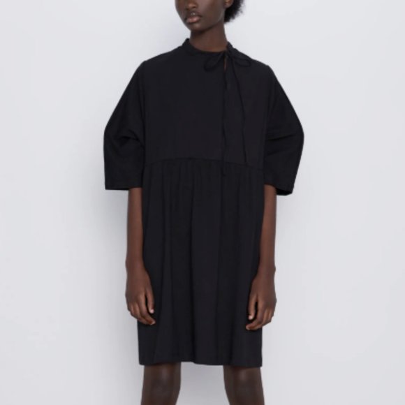 high neck wrap dress